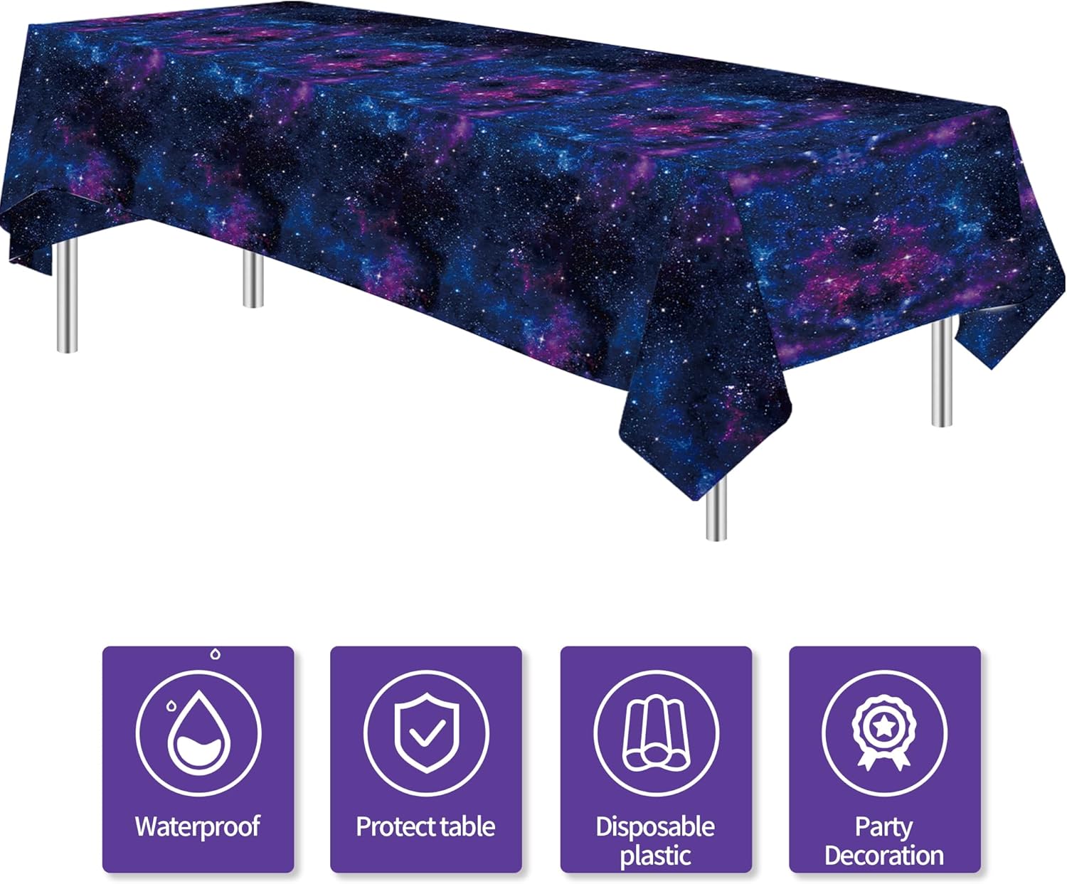 Space Galaxy Party Tablecloth - 3 Pack 54x108 Inches