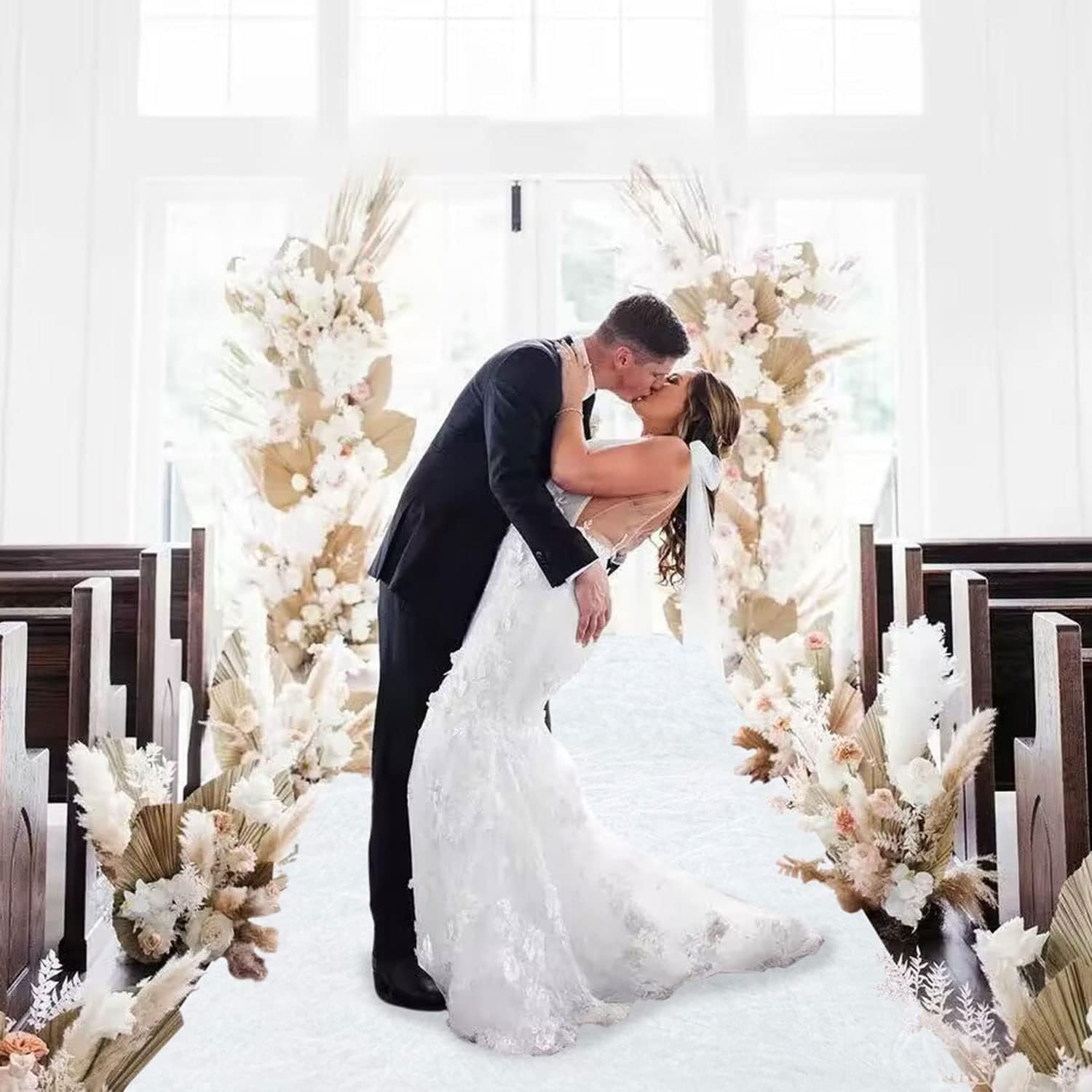 White Velvet Aisle Runner for Weddings and Parties