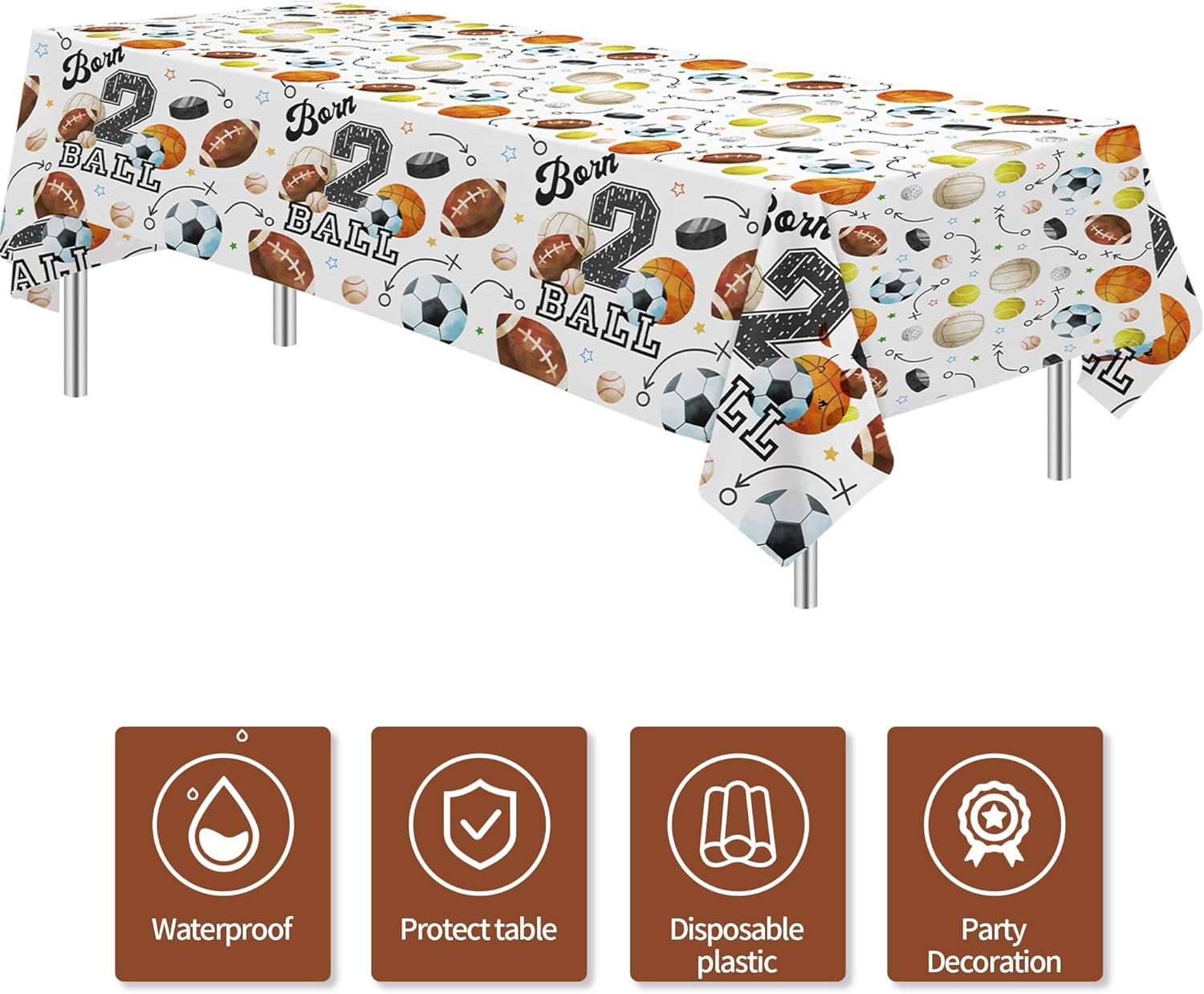 Sports 2nd Birthday Tablecloth Set 3 Pack