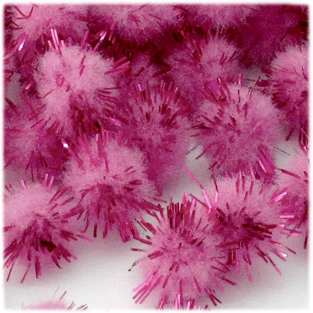 Crafts Outlet Chenille Sparkly Pom Poms Pink Porcupine 10-inch 500-pc
