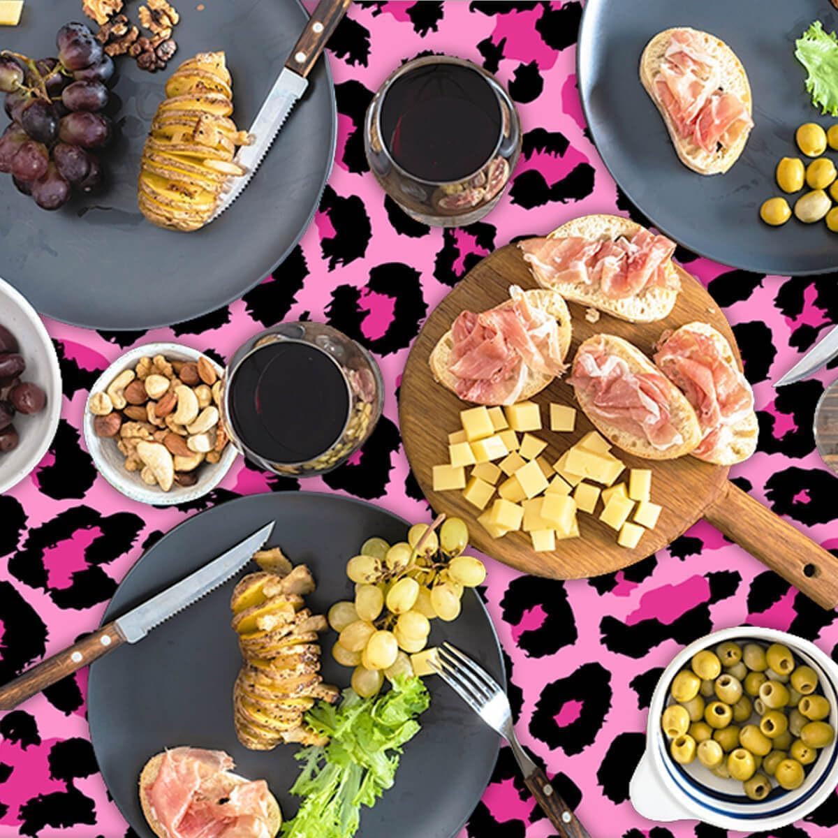 3Pcs Pink Leopard Tablecloth Set for Birthday Parties