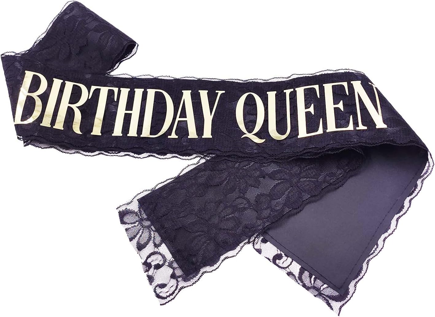 Birthday Queen Sash for Girls - Gold Word Glitter Streamer