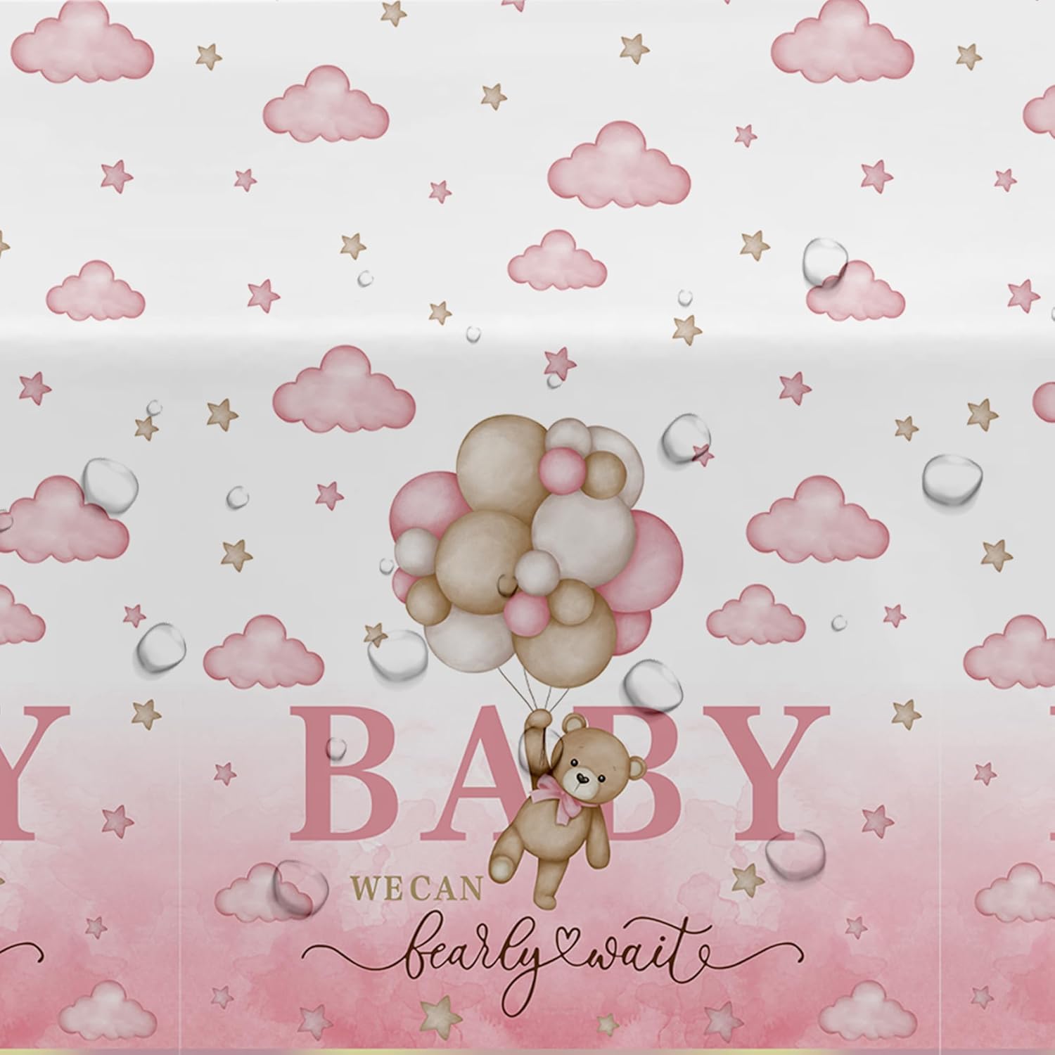 Pink Bear Baby Shower Tablecloths 3 Pack 54in x 108in