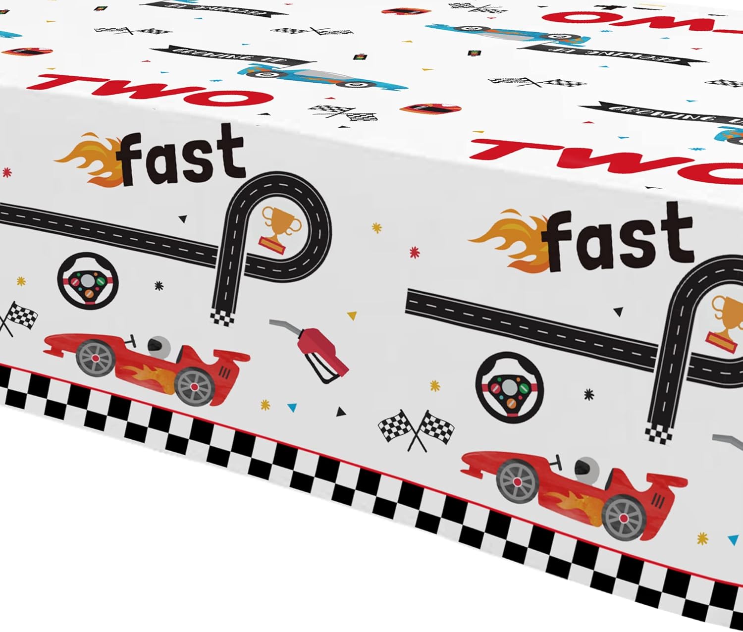 Xigejob Race Car 2nd Birthday Tablecloth Set