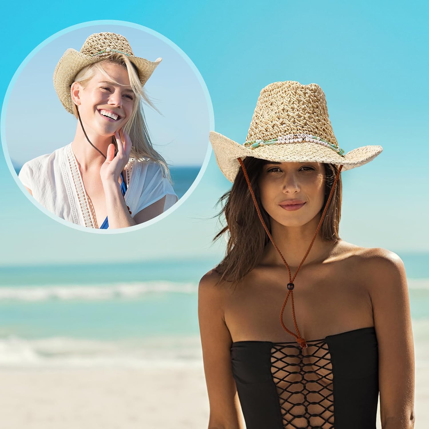 Hercicy 6 Set Coastal Cowgirl Hat DIY with Beaded Kit