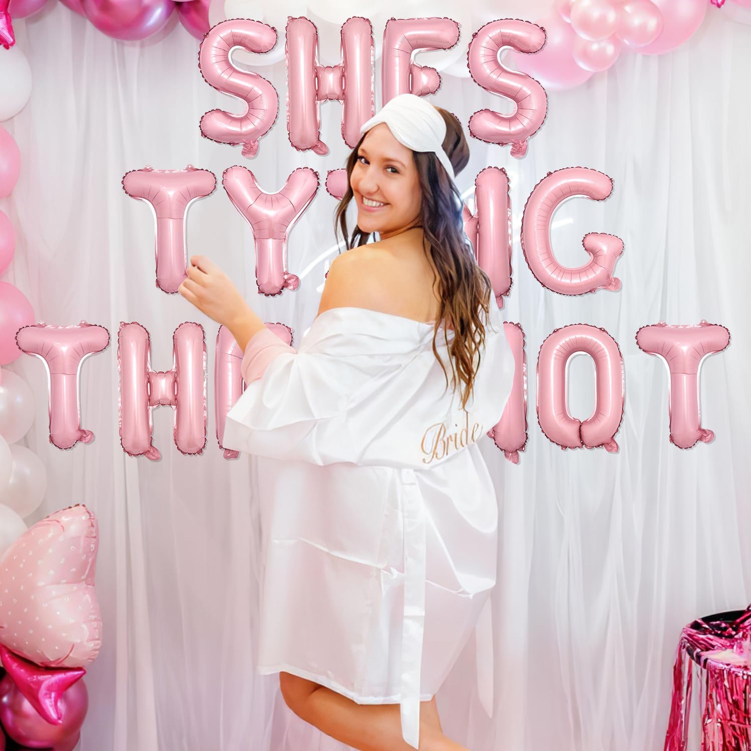 Merrystorm Shes Tying the Knot Foil Balloon Banner Pink Wedding Decorations