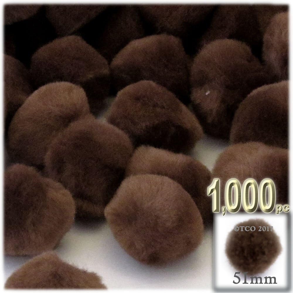 The Crafts Outlet 1000 Piece Black Acrylic Pom Poms 51mm Round