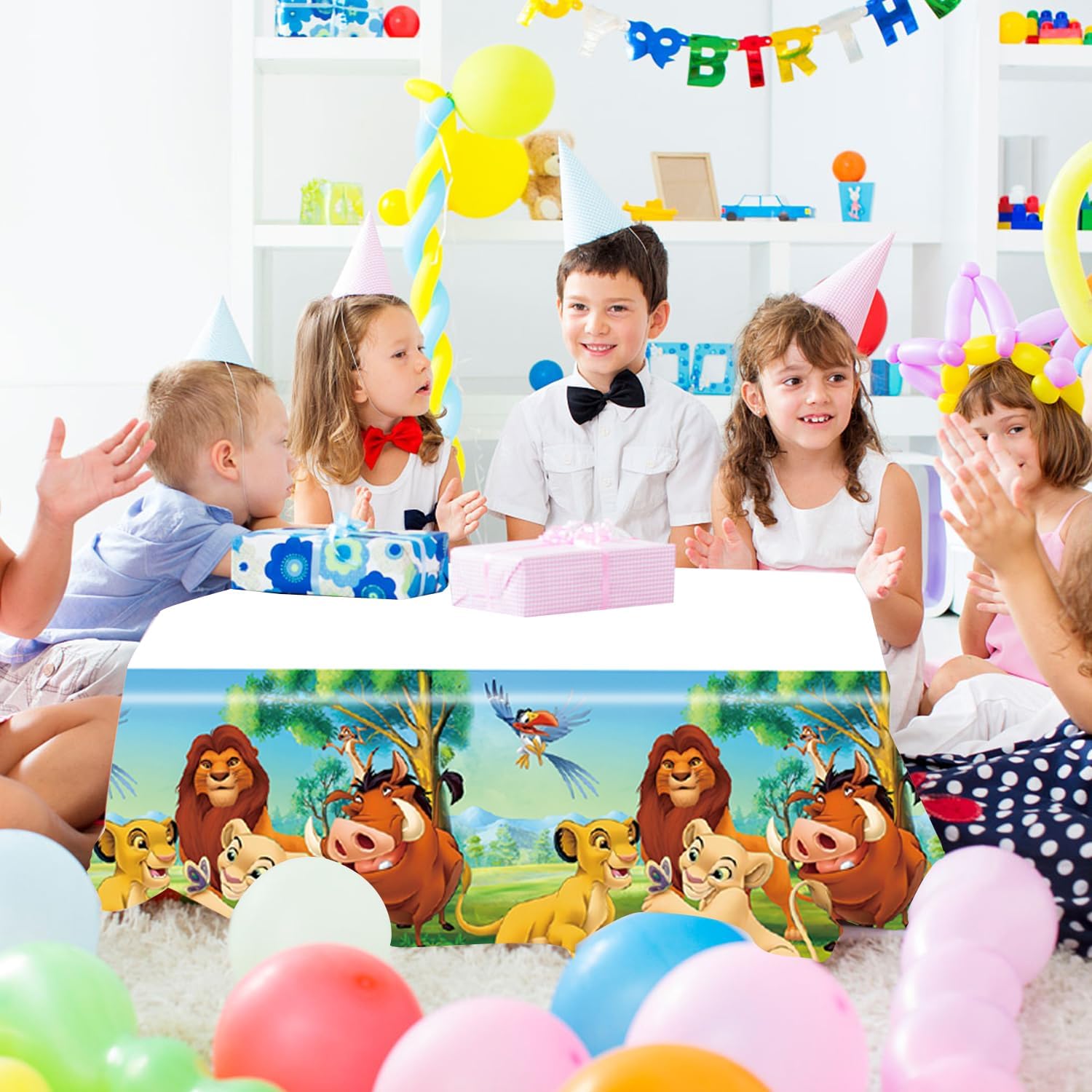 Omto 2Pcs Lion King Tablecloth Disposable Tablecover for Birthday Party Supplies