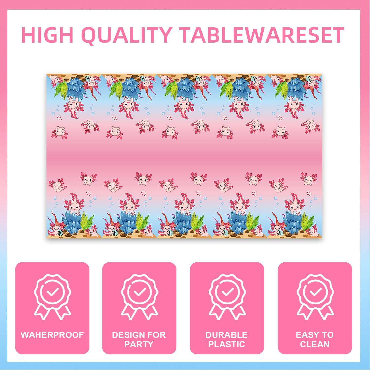 HB DOT 141Pcs Axolotl Theme Party Supplies Set