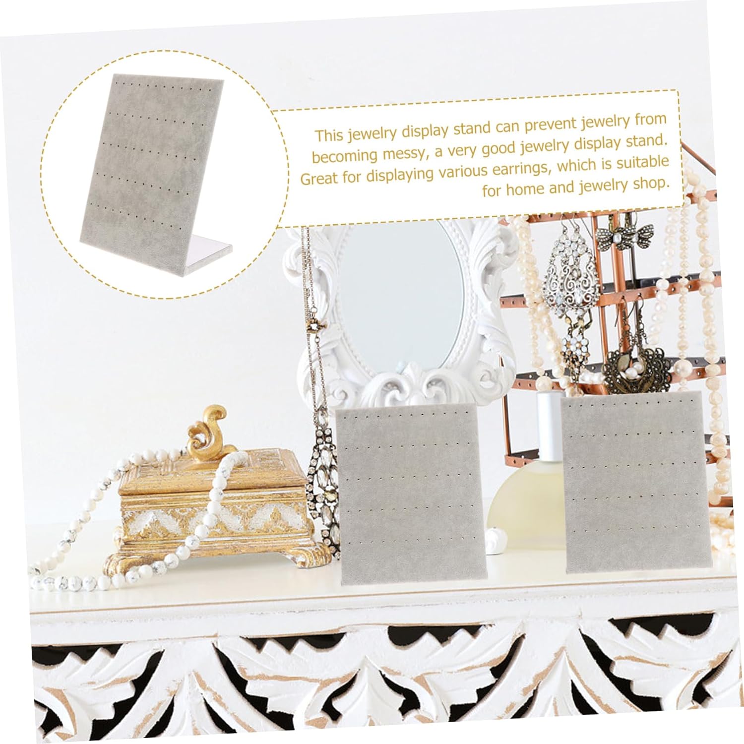 2Pcs Flannelette Earring Holder Display Stand Organizer for Home Jewelry Storage
