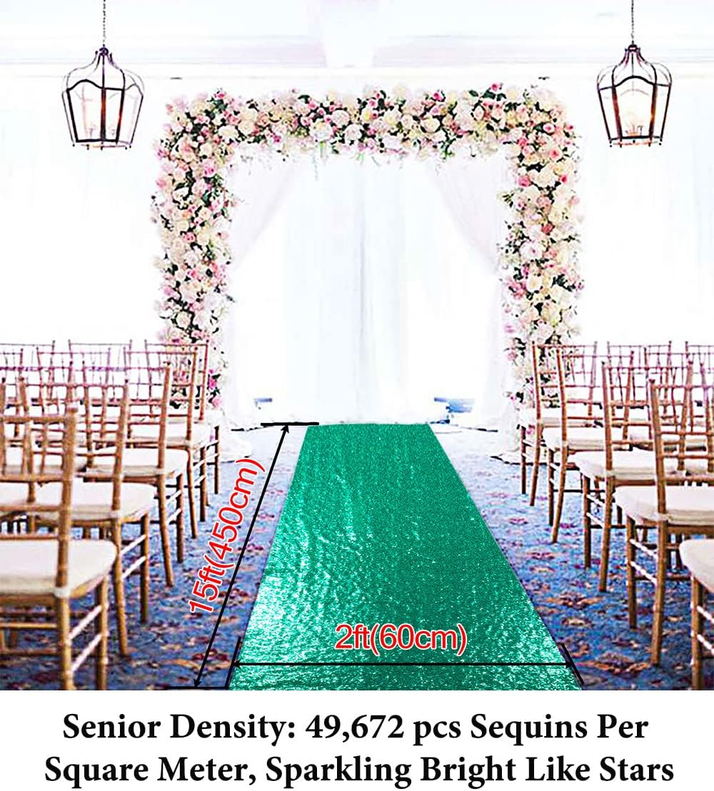DUOBAO Green Sequin Aisle Runner Wedding Decor