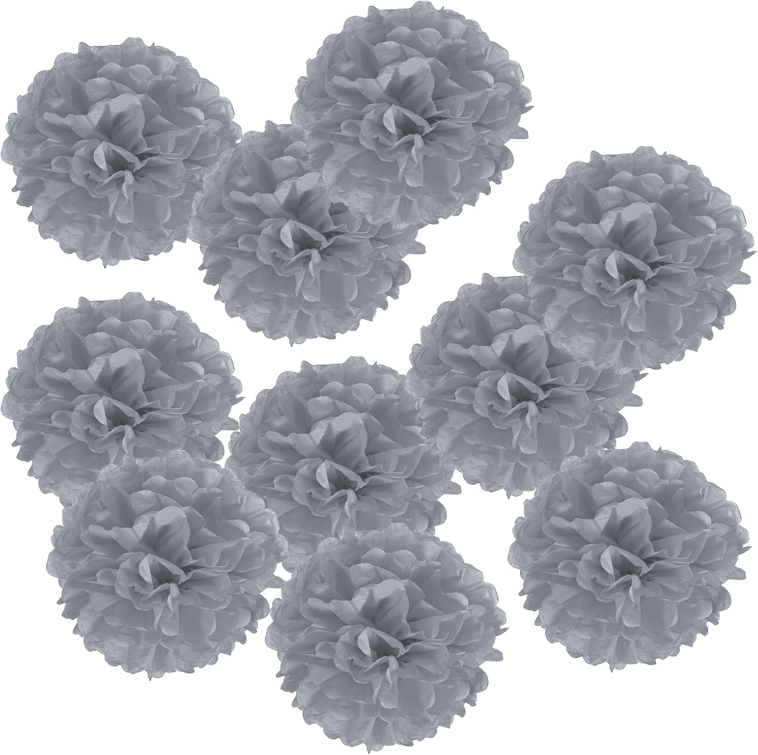 PATIKIL 6 Inch Grey Tissue Pom Poms 10 Pack