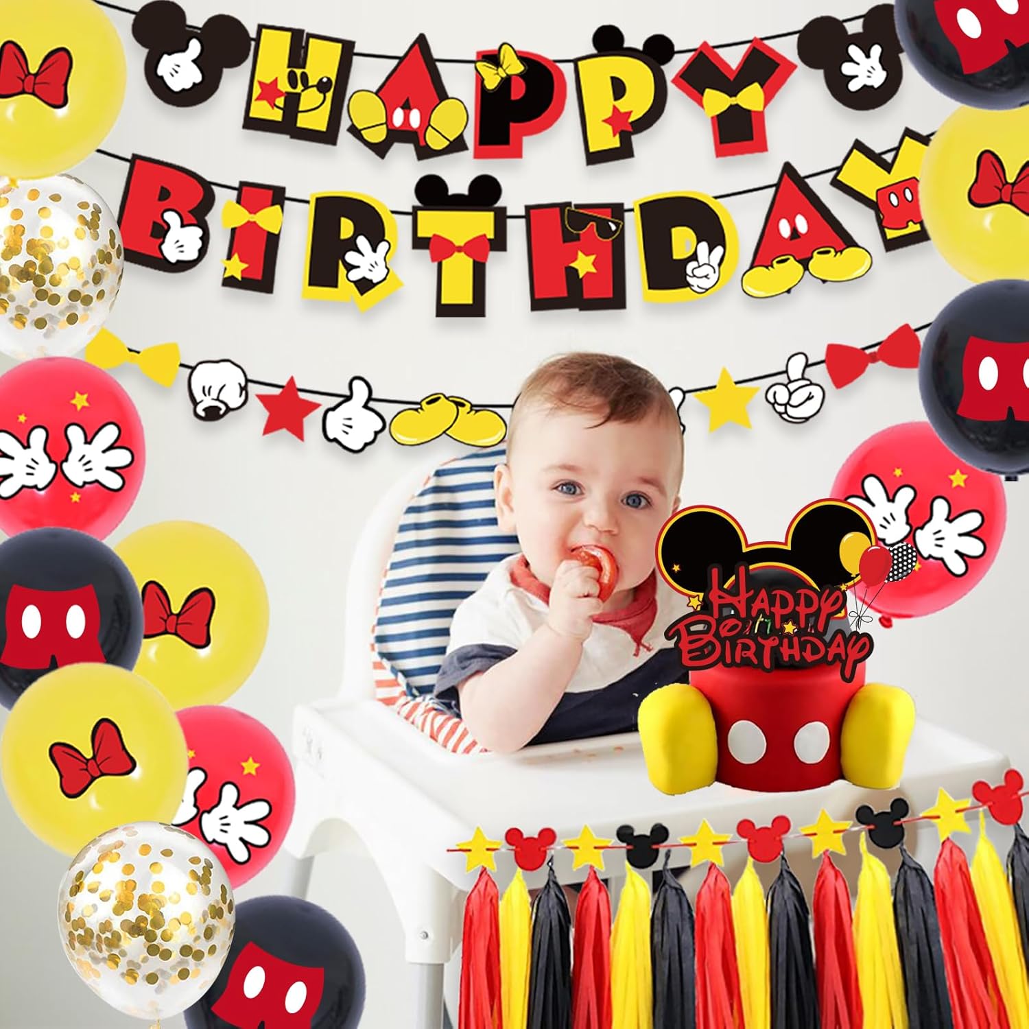 PRATYUS Mickey Birthday Decor Kit for Kids Party Supplies