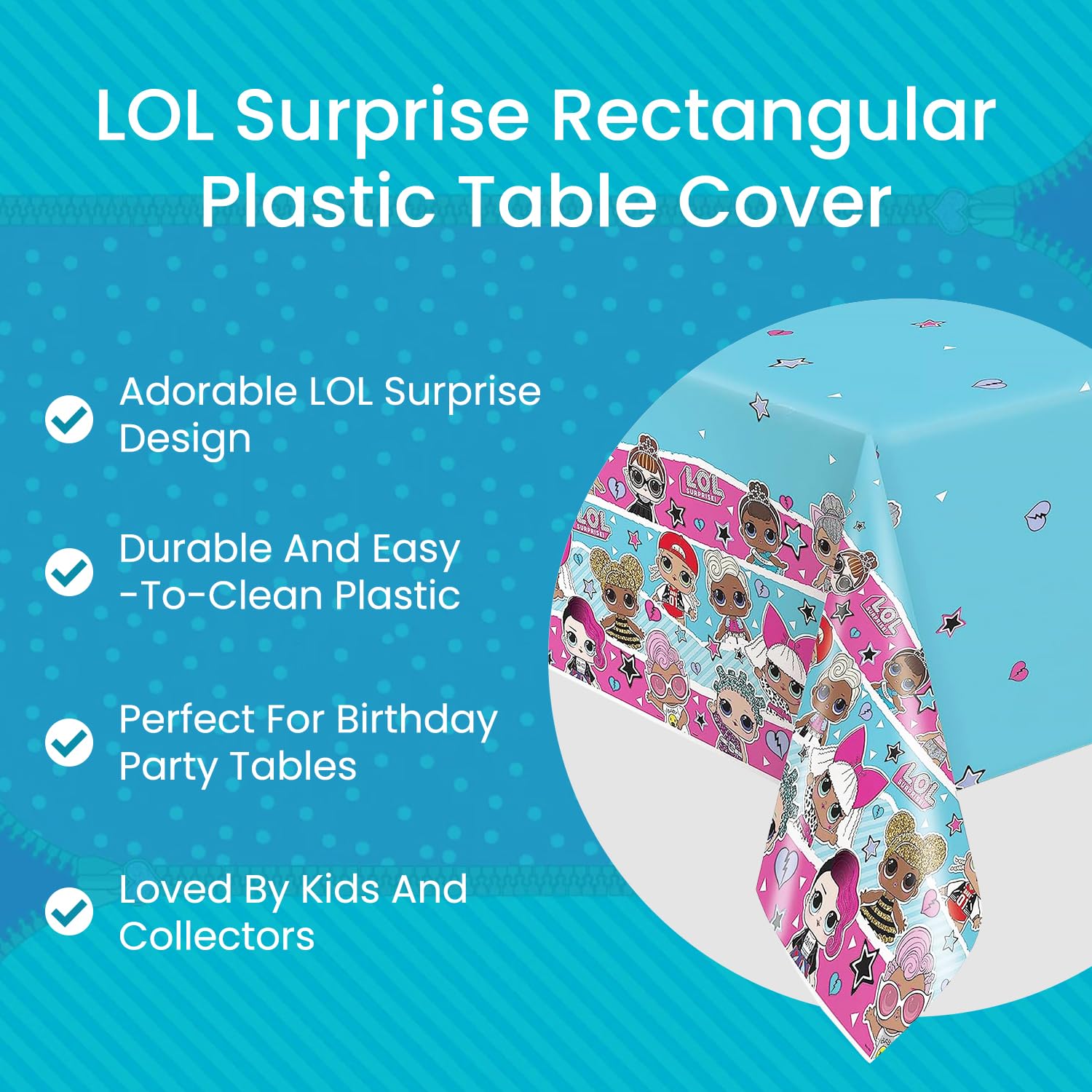 Multicolor LOL Surprise Table Cover - 54x84 Inches 1 Count