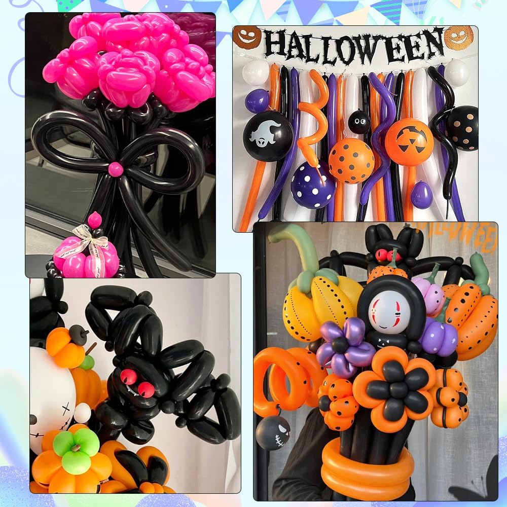 260pcs Black Animal Balloons for Halloween Arch and Party Decorations