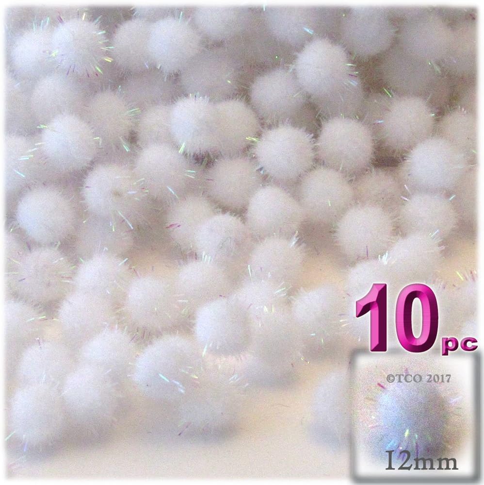 Crafts Outlet Chenille Sparkly Pom Poms Blue Porcupine 12mm 10pc