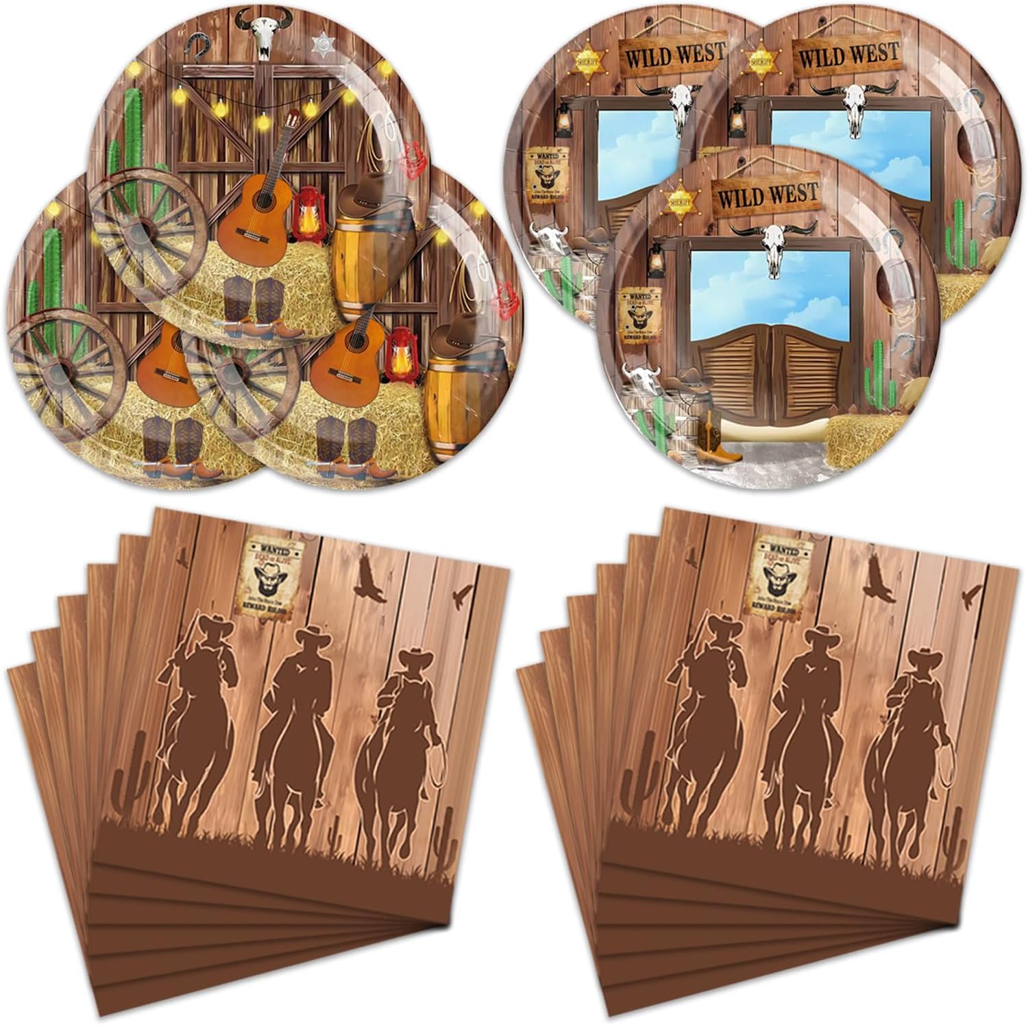 40 Pcs Western Cowboy Birthday Party Plates Napkins