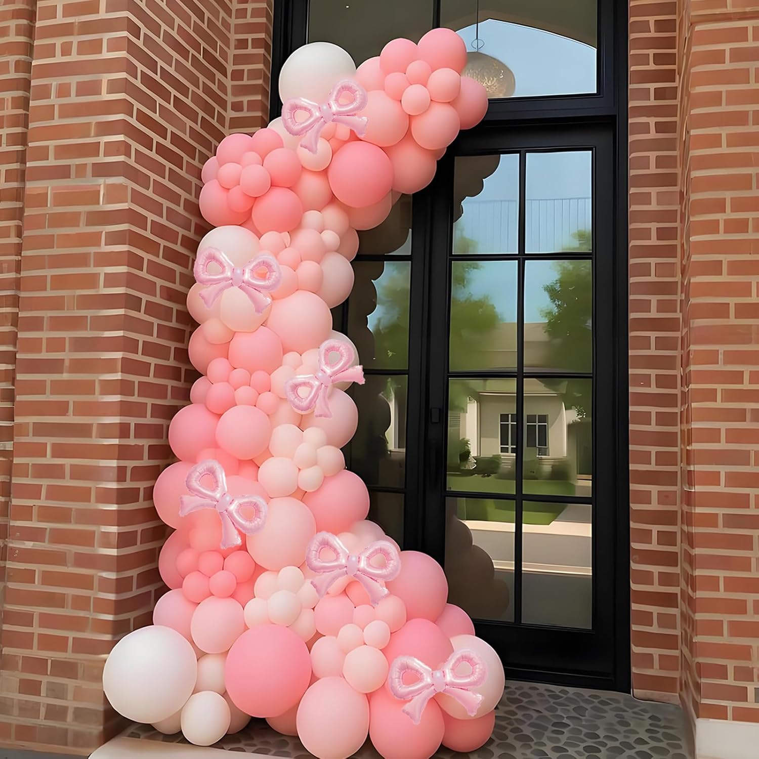 6PCS 12x9 Inch Mini Bow Balloons Pink Party Decor