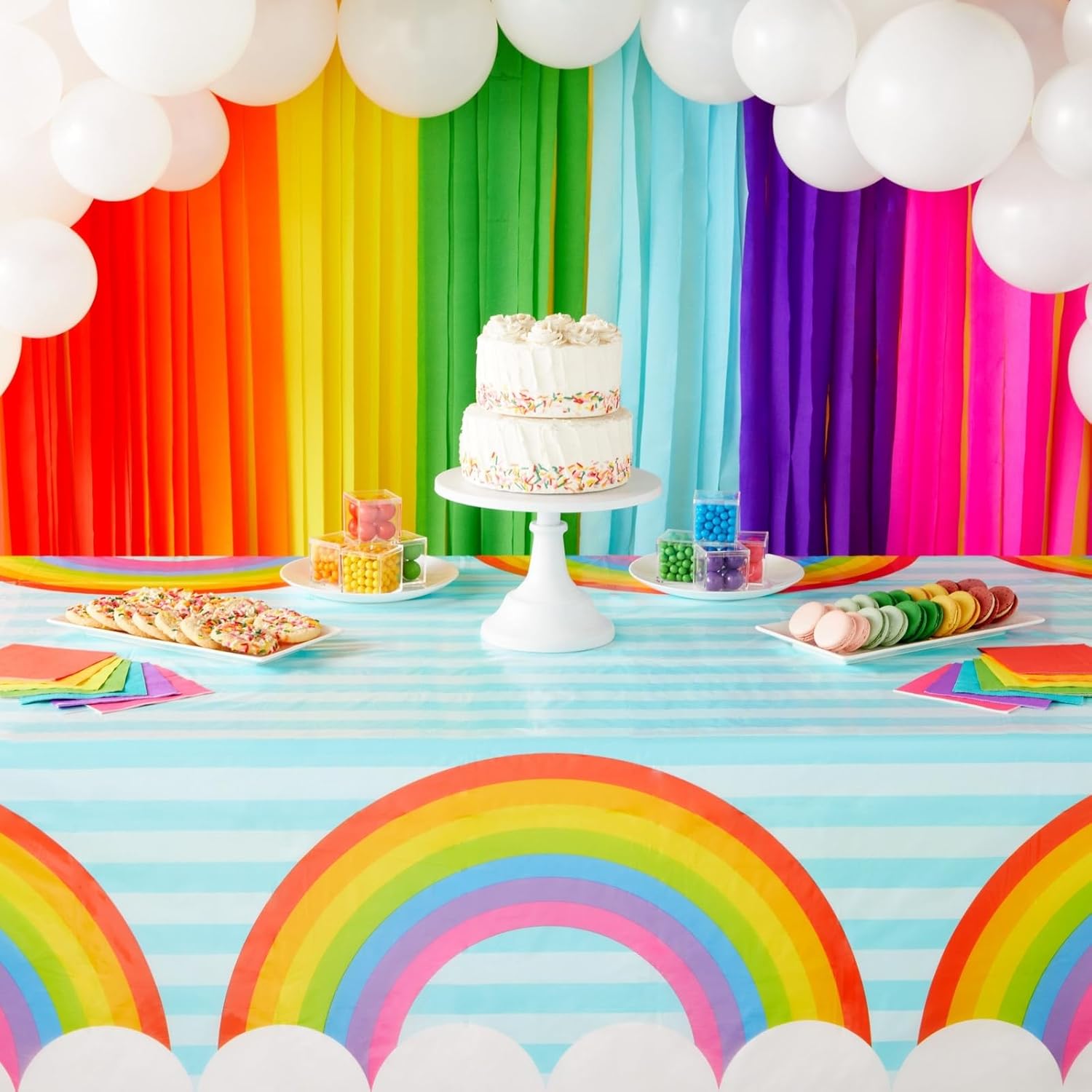 Juvale Rainbow Tablecloth 3-Pack for Birthday Decorations