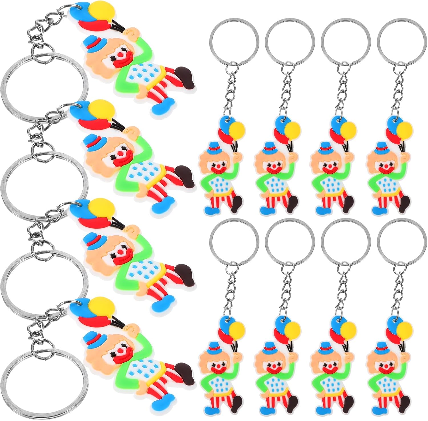 LUOZZY 12 Pcs Clown Key Chains for Mardi Gras Party