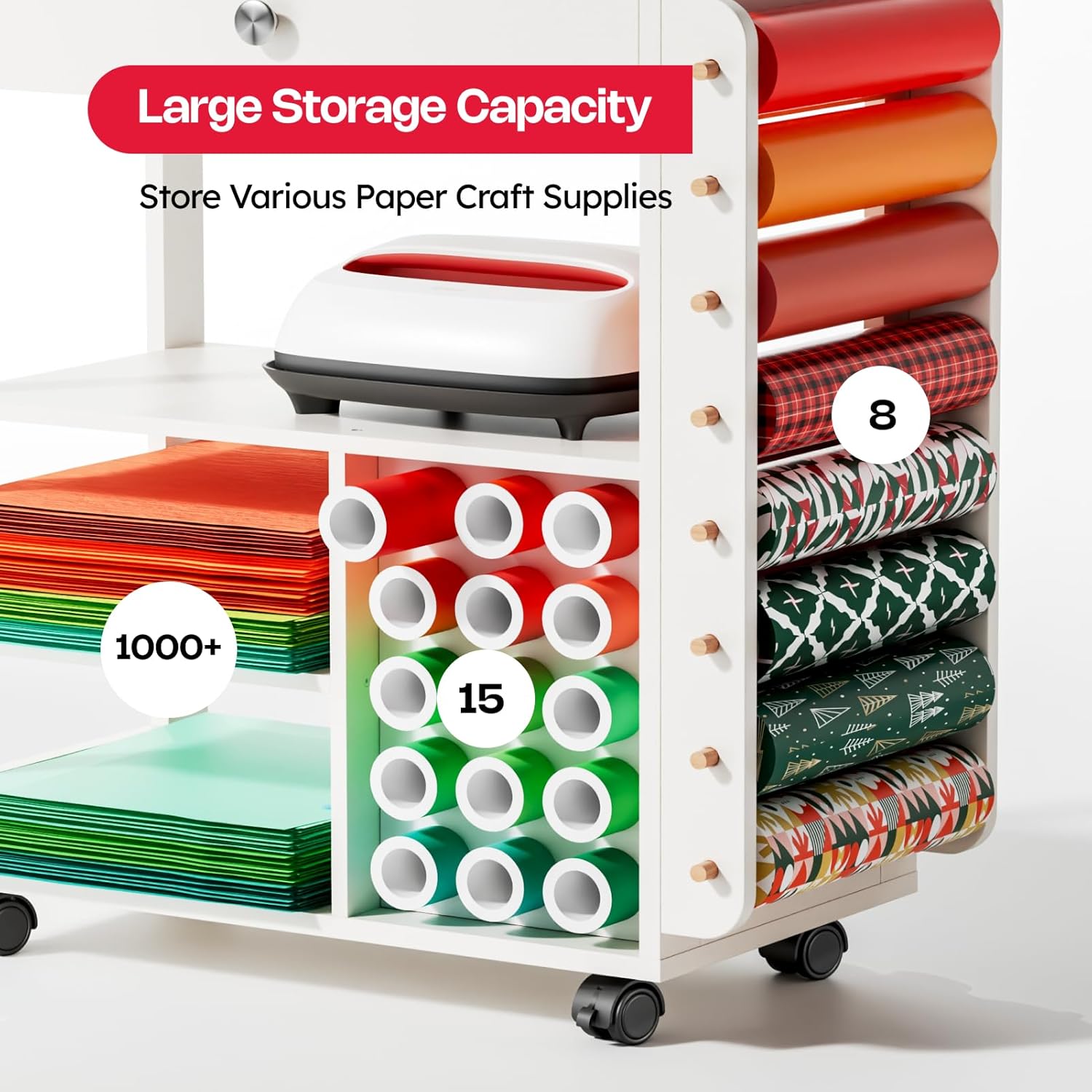 Crafit Craft Cart Organizer Table with Vinyl Roll Holder and Storage