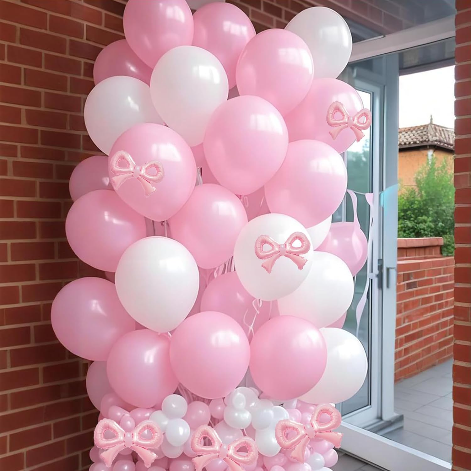 6PCS 12x9 Inch Mini Bow Balloons Pink Party Decor