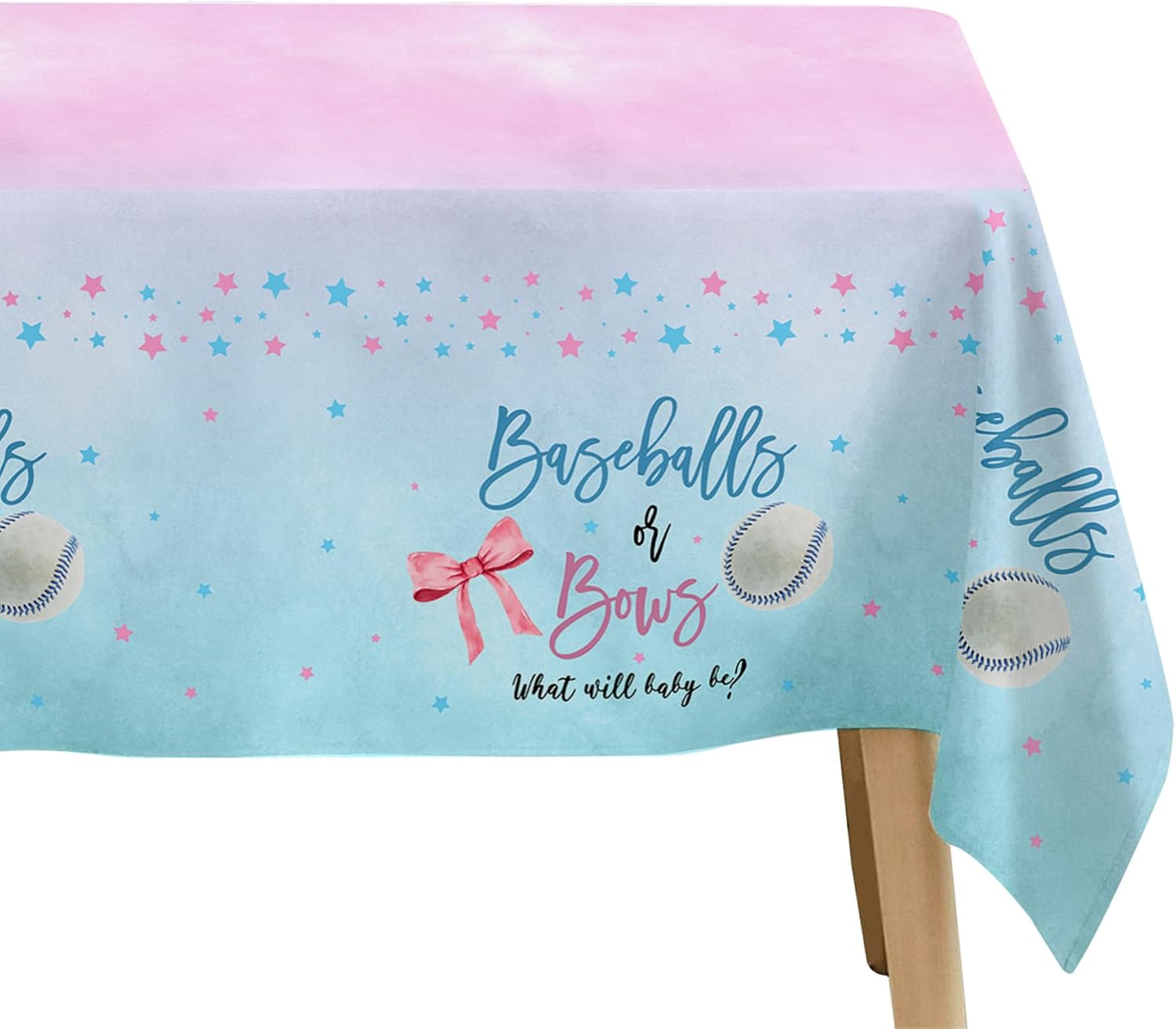 Baseball or Bows Gender Reveal Tablecloth 3 Pack 55in x 86in