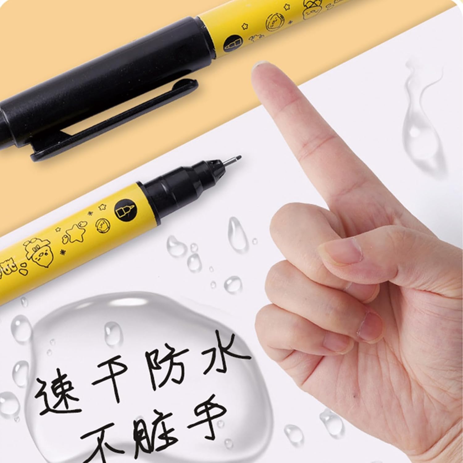 5 Pcs Cute Duck Black Drawing Pens Dual Tip Art Pens