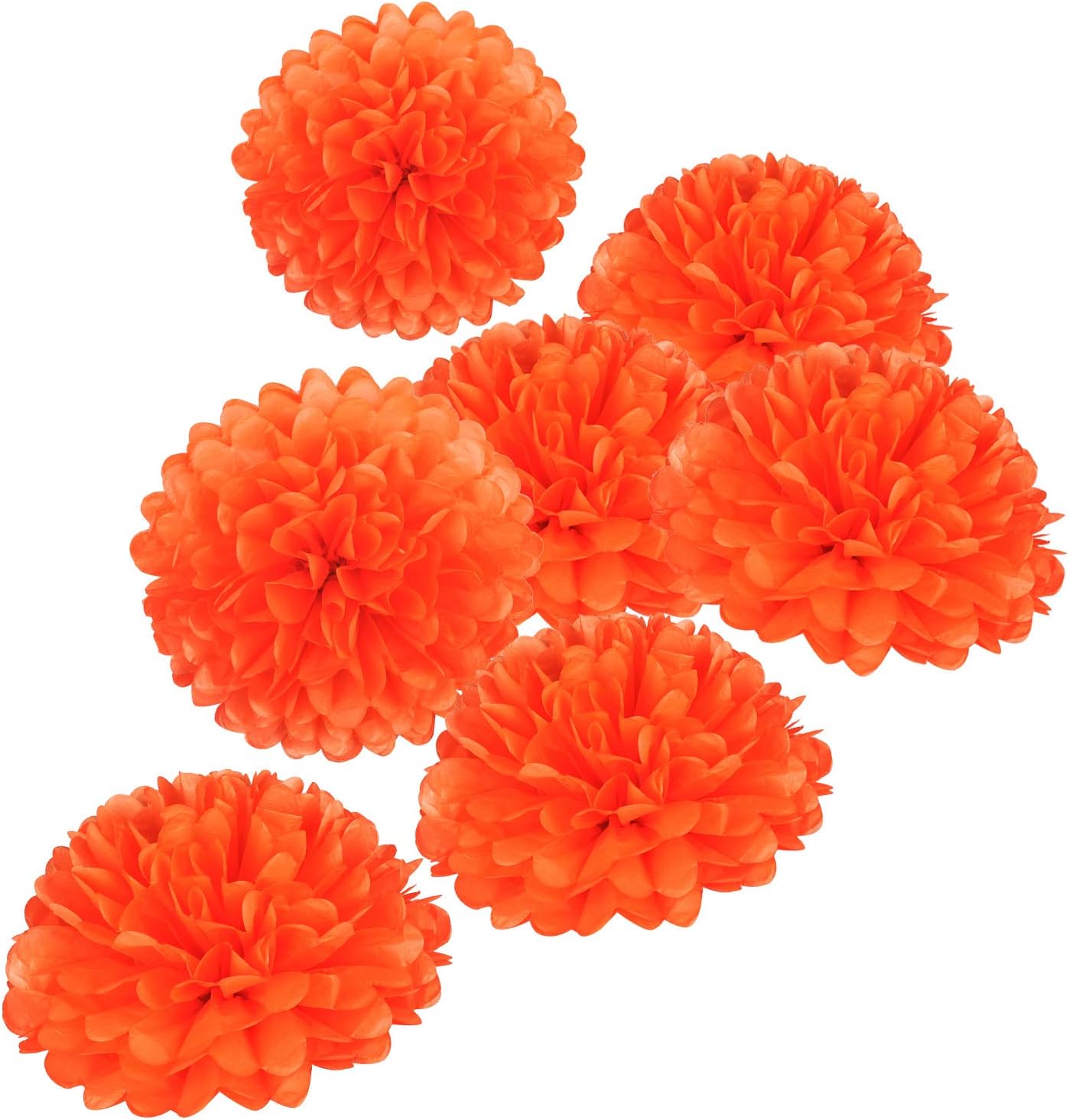 MISU 10 Inch Orange Tissue Pom Poms Pack of 18