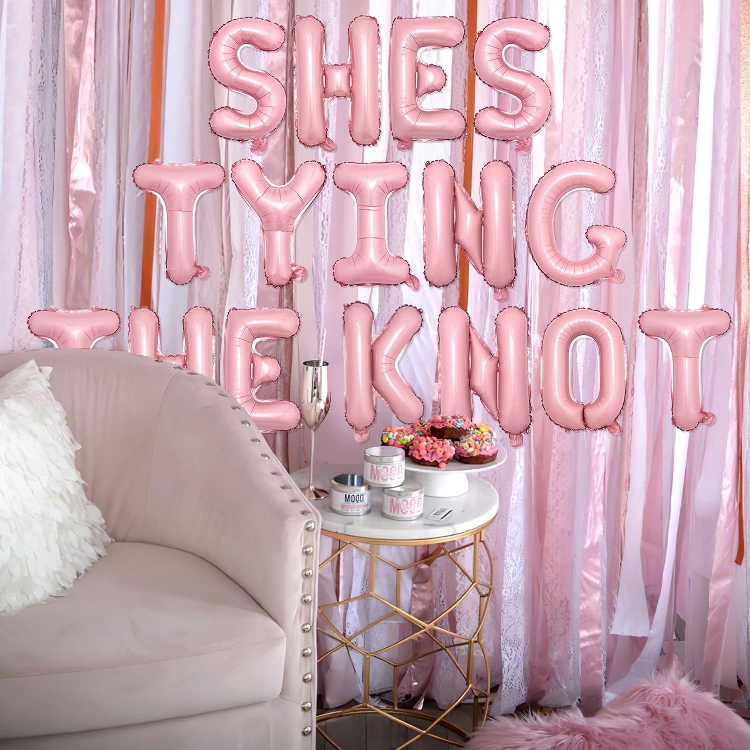 Merrystorm Shes Tying the Knot Foil Balloon Banner Pink Wedding Decorations