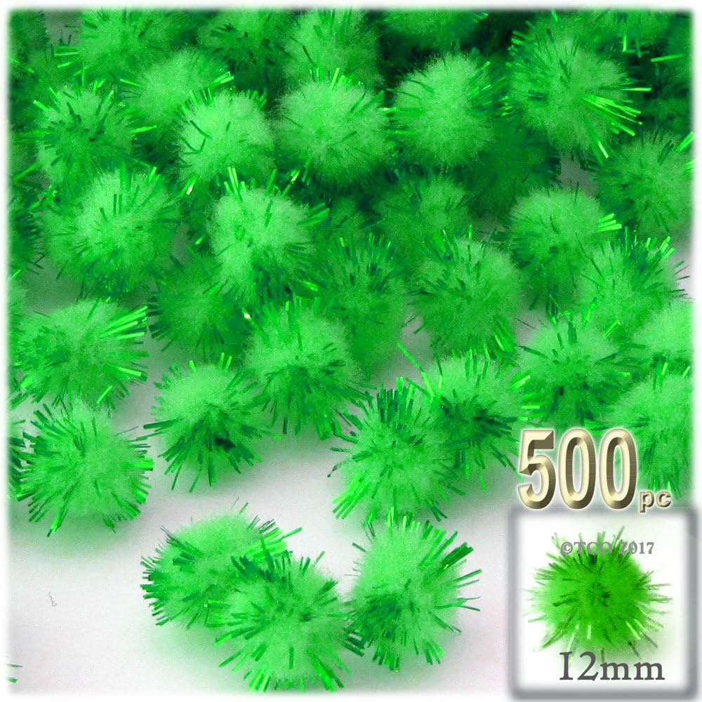 The Crafts Outlet Chenille Sparkly Pom Poms Blue Porcupine 05 Inch 500 Pc Light Blue