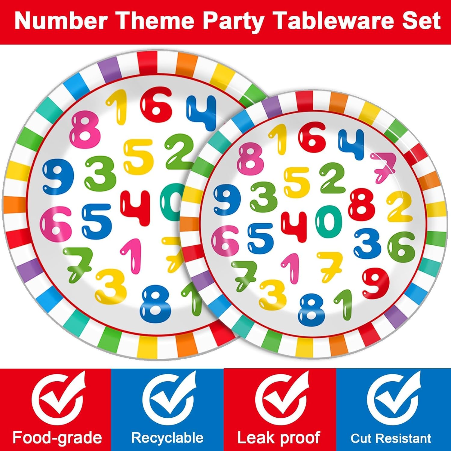 96Pcs Number Themed Party Supplies for 24 Guests