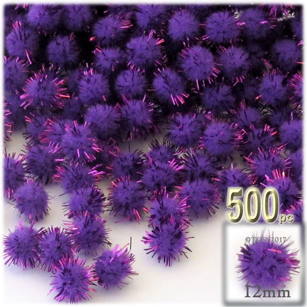 The Crafts Outlet Chenille Sparkly Pom Poms 05-inch 500-pc Multi Mix
