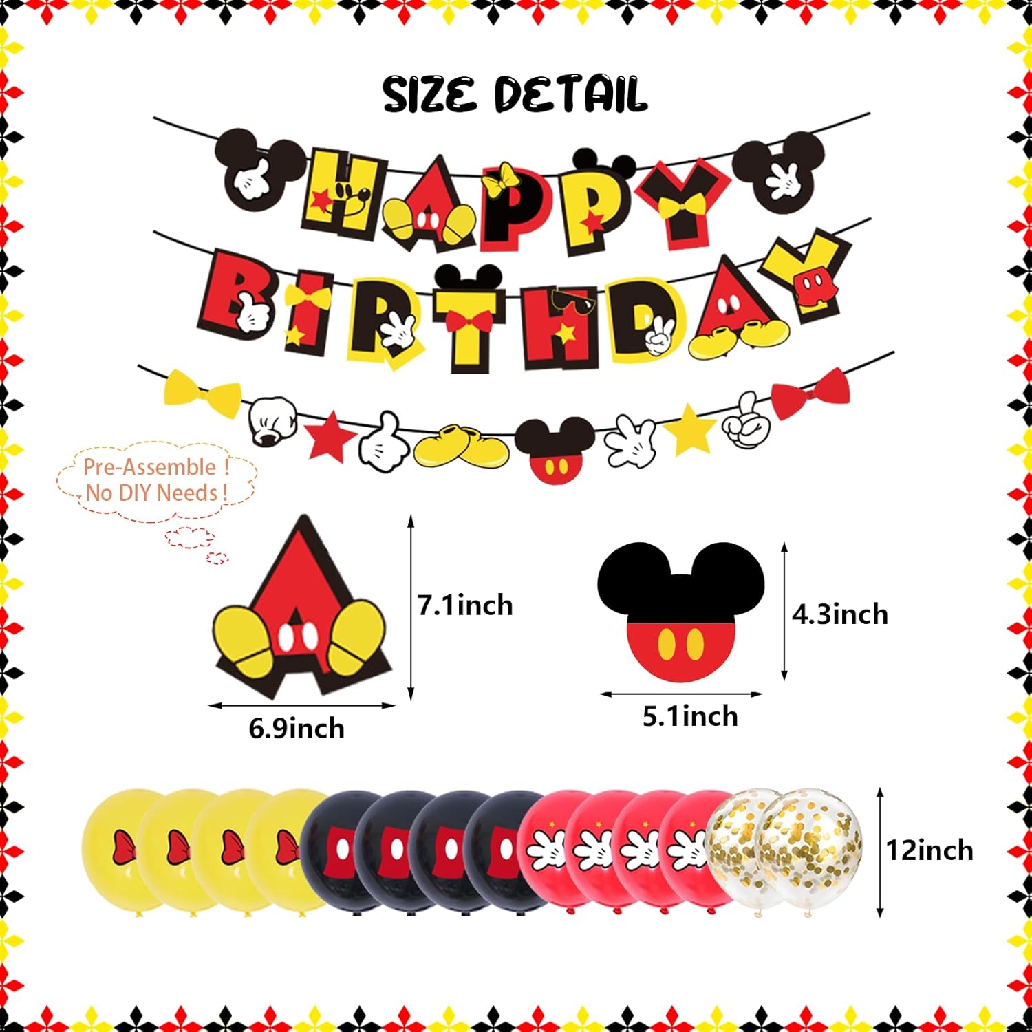 PRATYUS Mickey Birthday Decor Kit for Kids Party Supplies
