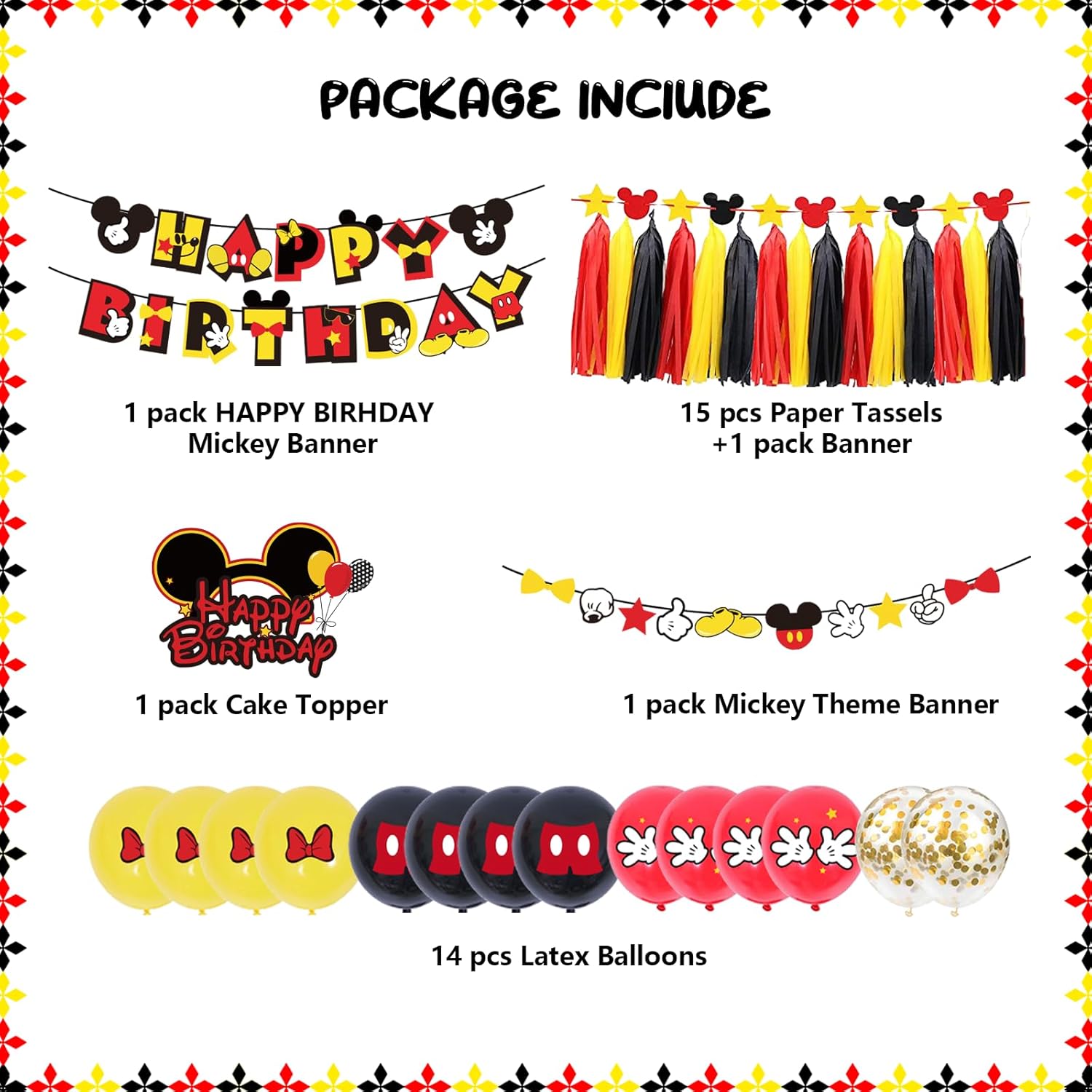 PRATYUS Mickey Birthday Decor Kit for Kids Party Supplies