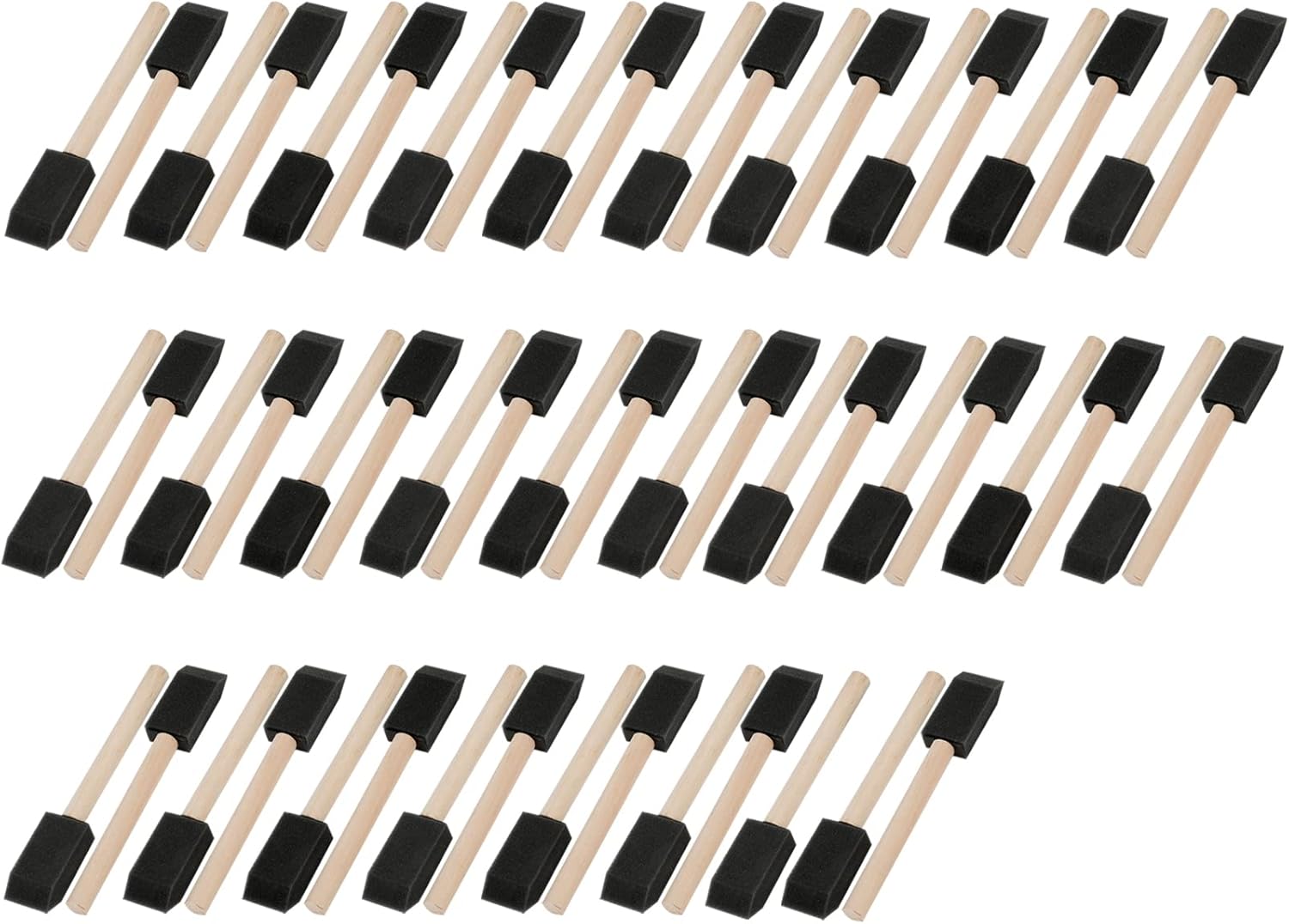 Mister Rui 50 Pack Foam Paint Brushes 1 Inch Wood Handle