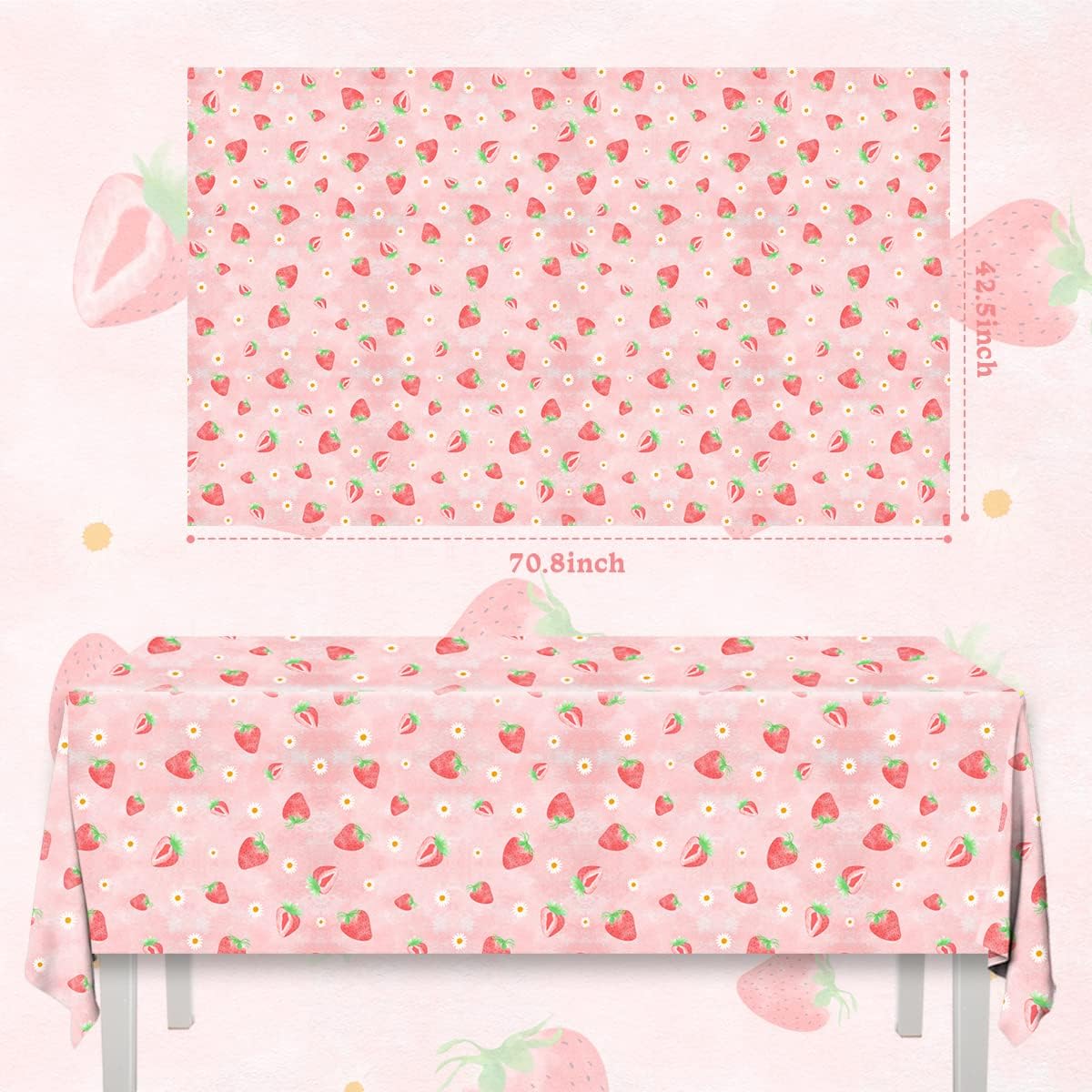 HAKOTI 3 Pack Strawberry Table Cloth for Party Decorations