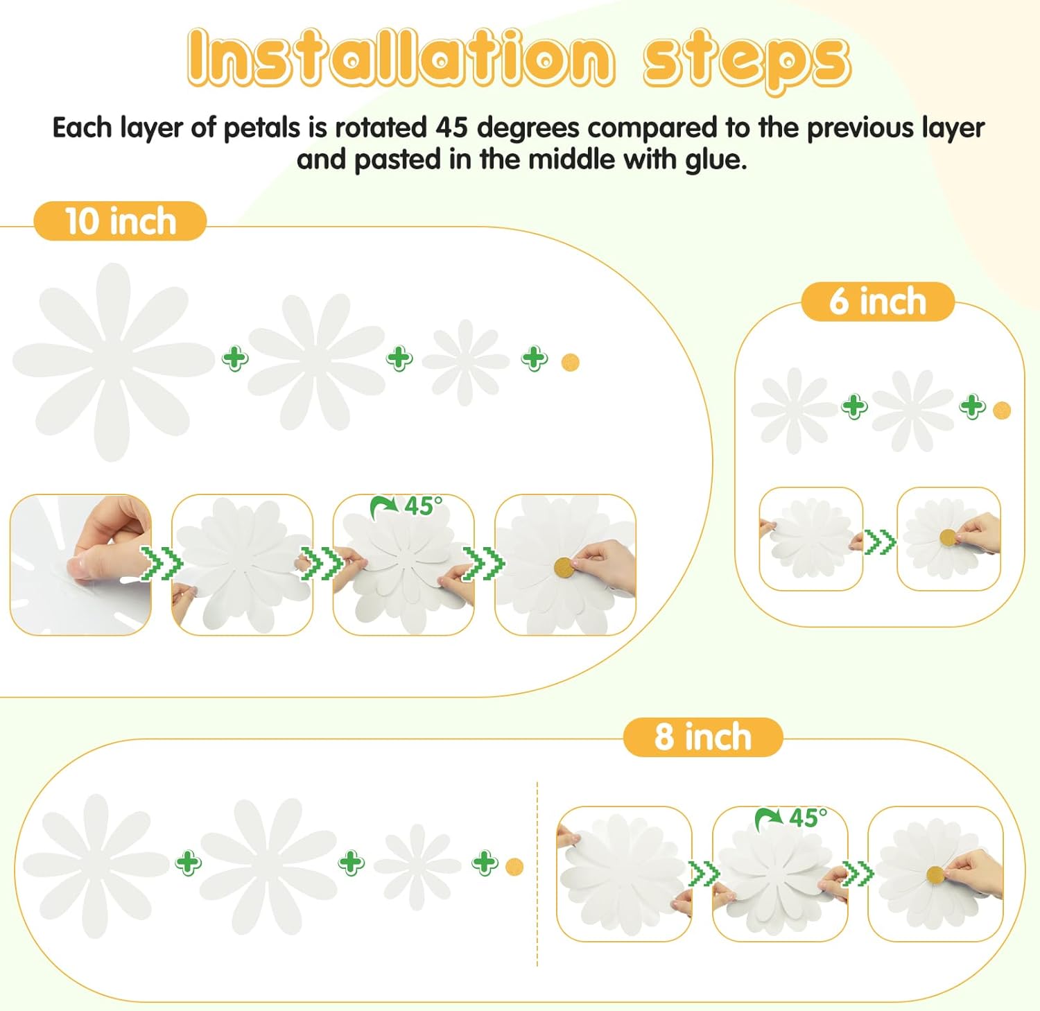 MotiMind 18 Pcs 3D Paper Flowers for Bulletin Board Decorations White Color