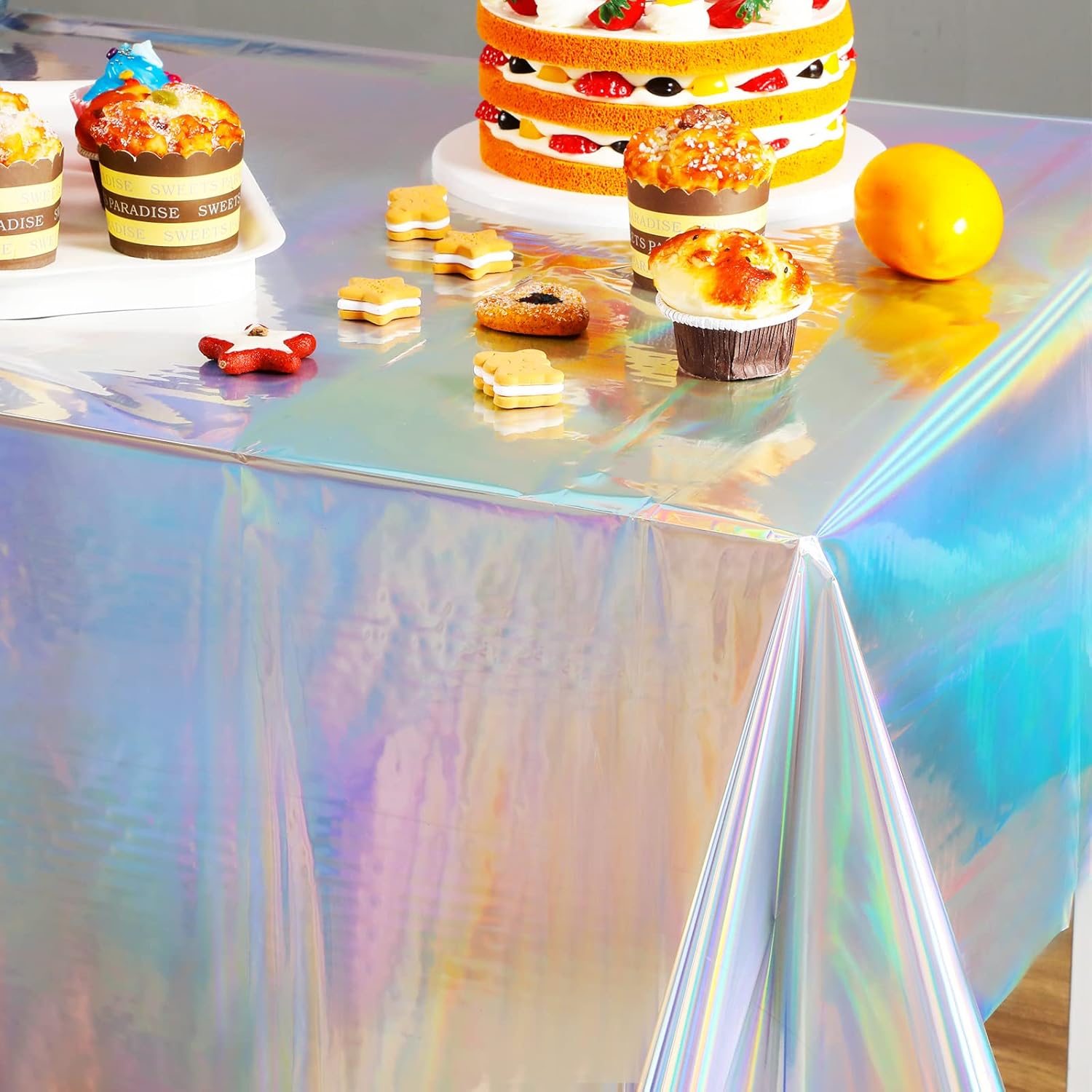 Irenare 3 Pack Iridescent Plastic Tablecloths
