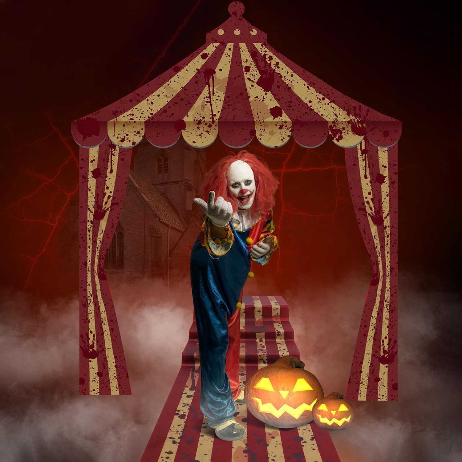 4 Pcs Carnival Tent Decorations Red White Striped Banners Entryway Decor