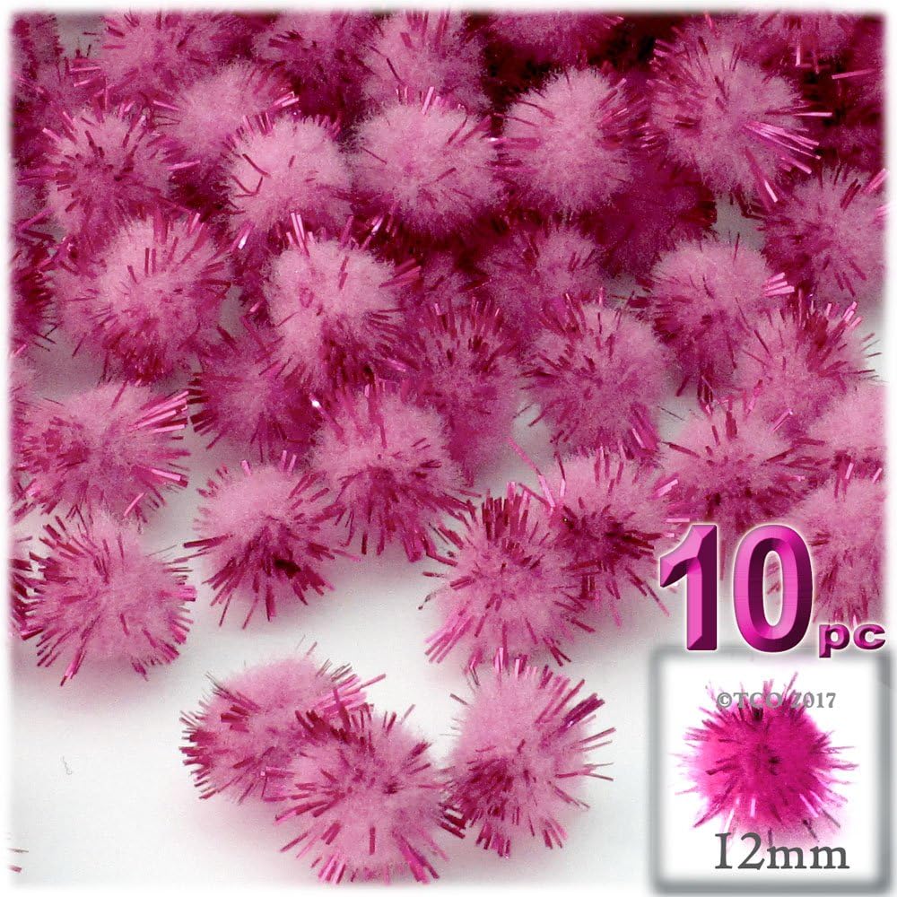 The Crafts Outlet Chenille Sparkly Pom Poms Orange Porcupine 12mm 10pc