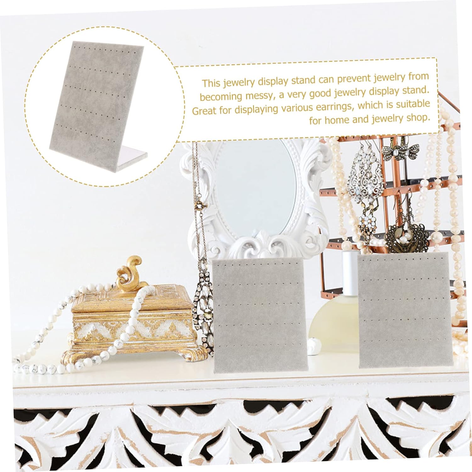 BESPORTBLE 2pcs Jewelry Display Stand Earring Organizers Velvet Suede
