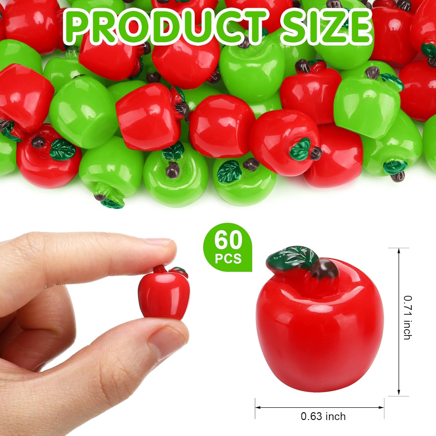 Daifunli 60 Pcs Mini Resin Apple Embellishments