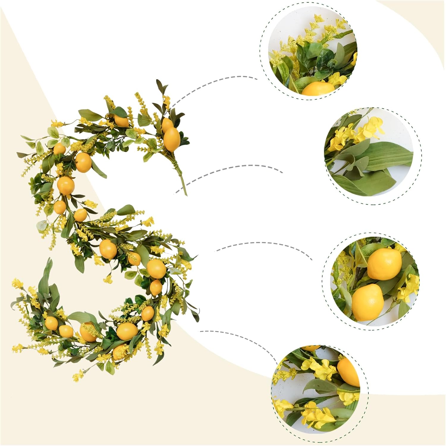 TEMPUS 54 Ft Artificial Lemon Garland for Home Wedding Decorations