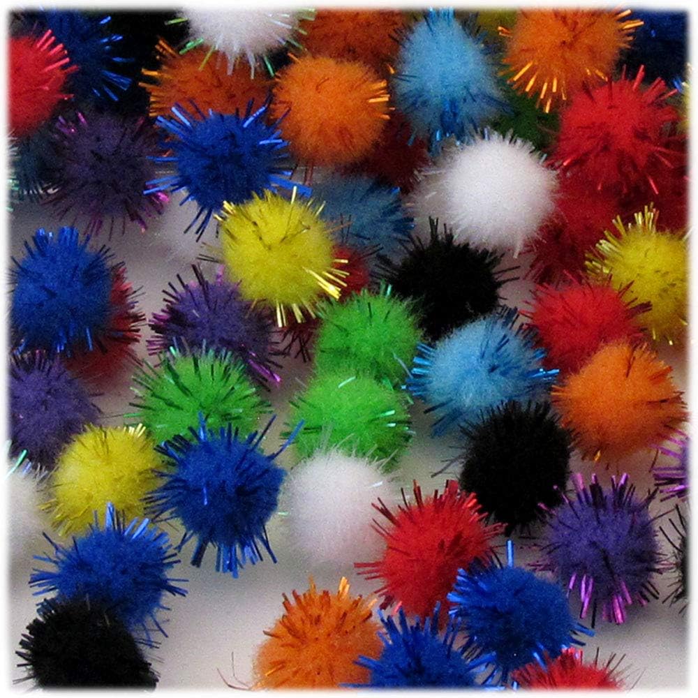 The Crafts Outlet Chenille Sparkly Pom Poms 10-inch 500-pc Multi Mix