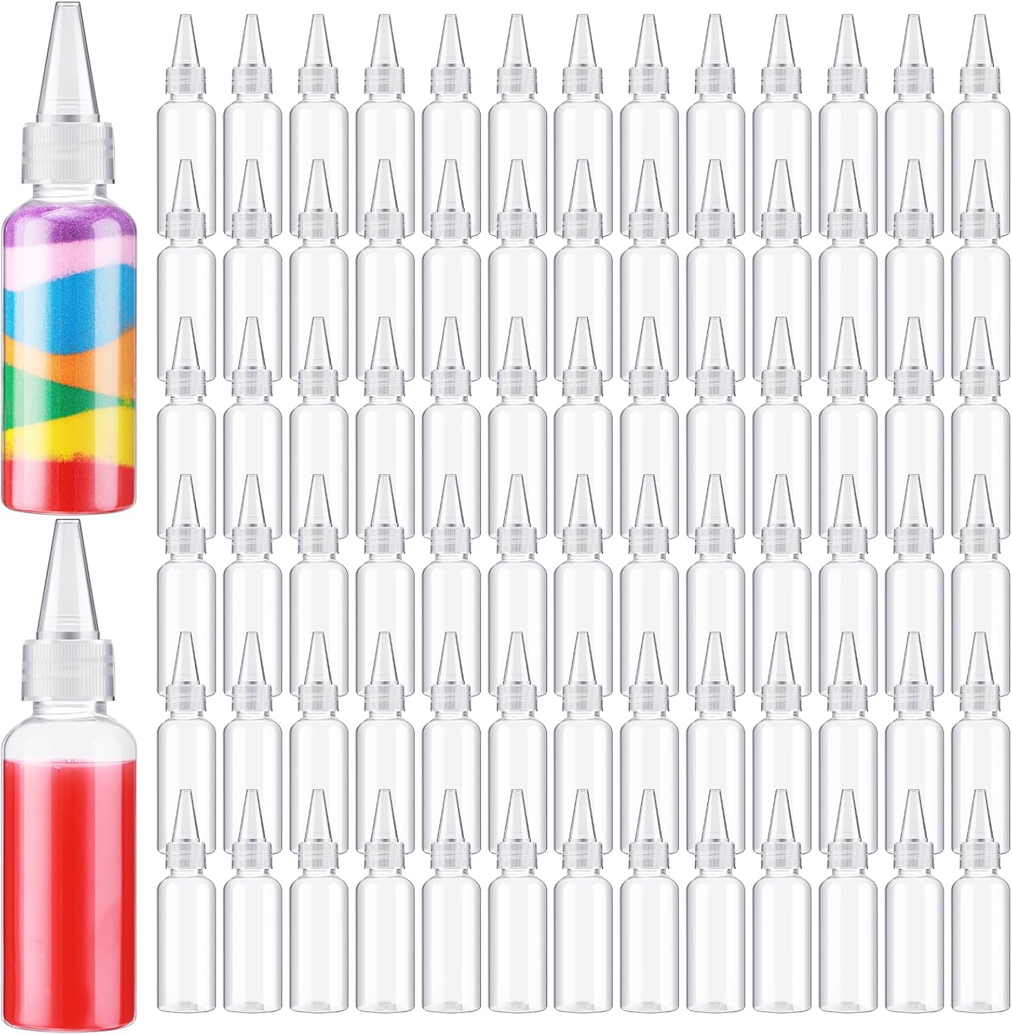 100 Pcs 17 Oz Plastic Squeeze Bottles for Paint Crafts Empty Sand Art Supplies with Leak-proof Top Caps