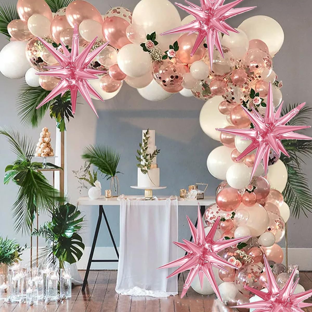 6Pcs Pink Star Balloons Party Decorations