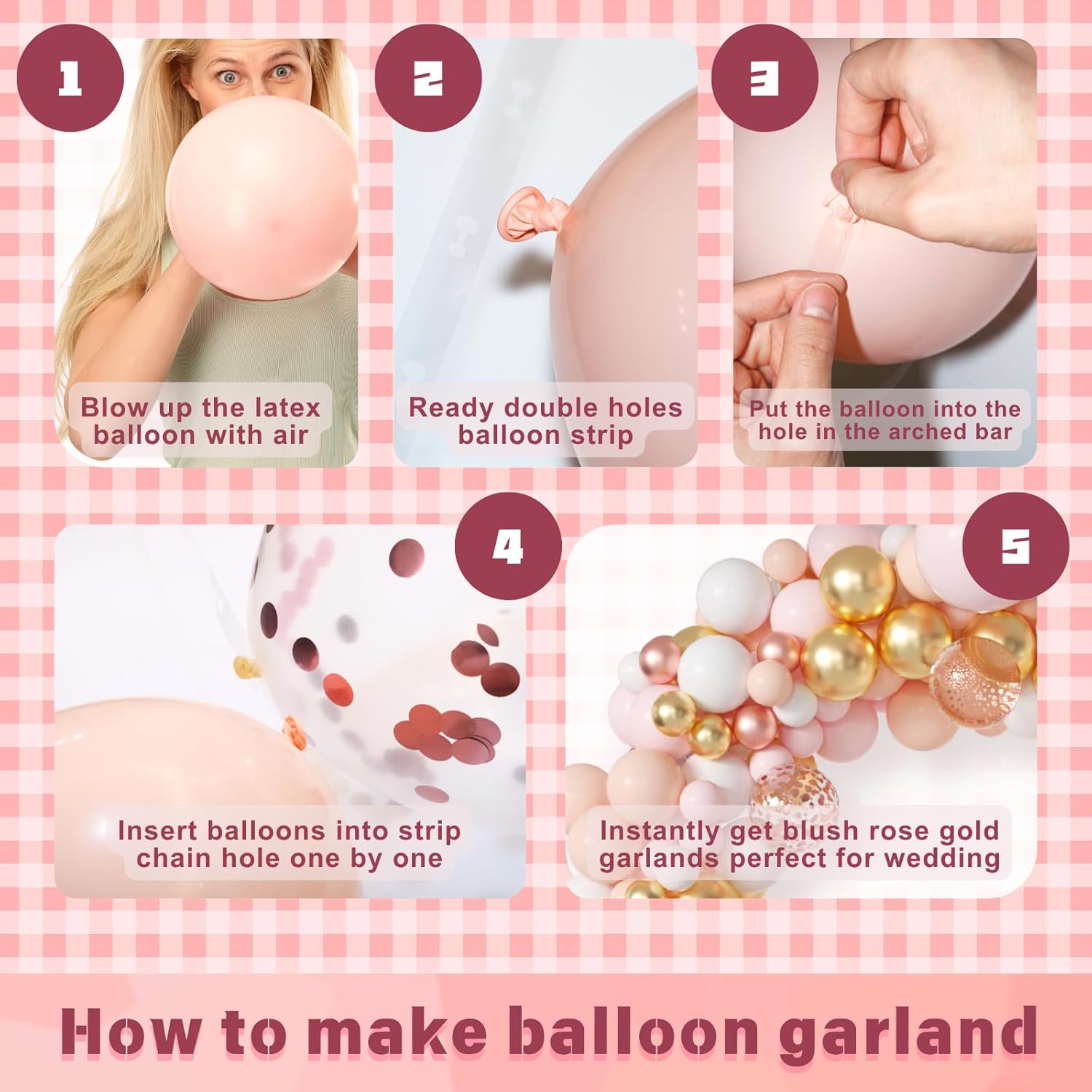 All-in-1 Rose Gold Balloon Garland Kit 162Pcs