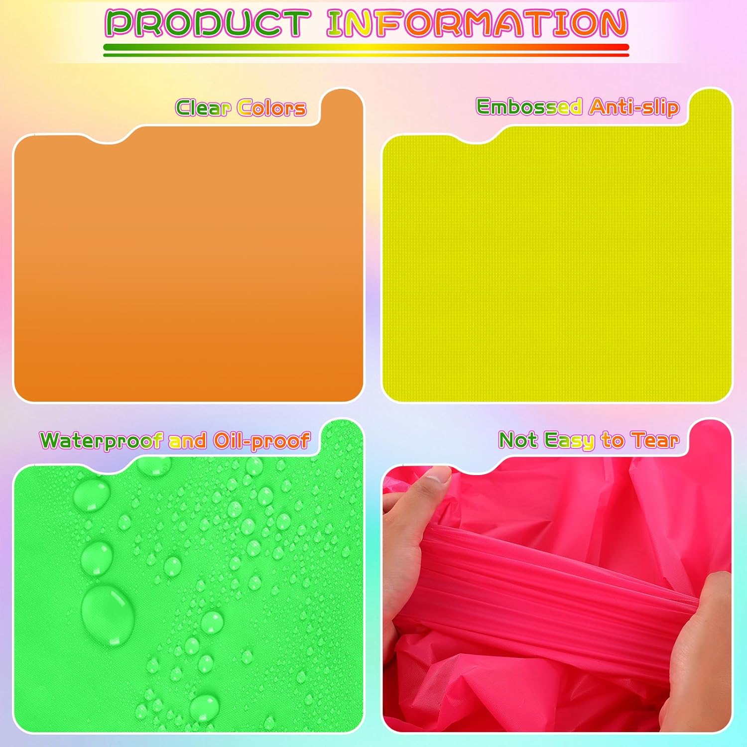 12 Pack Assorted Neon Rainbow Tablecloths