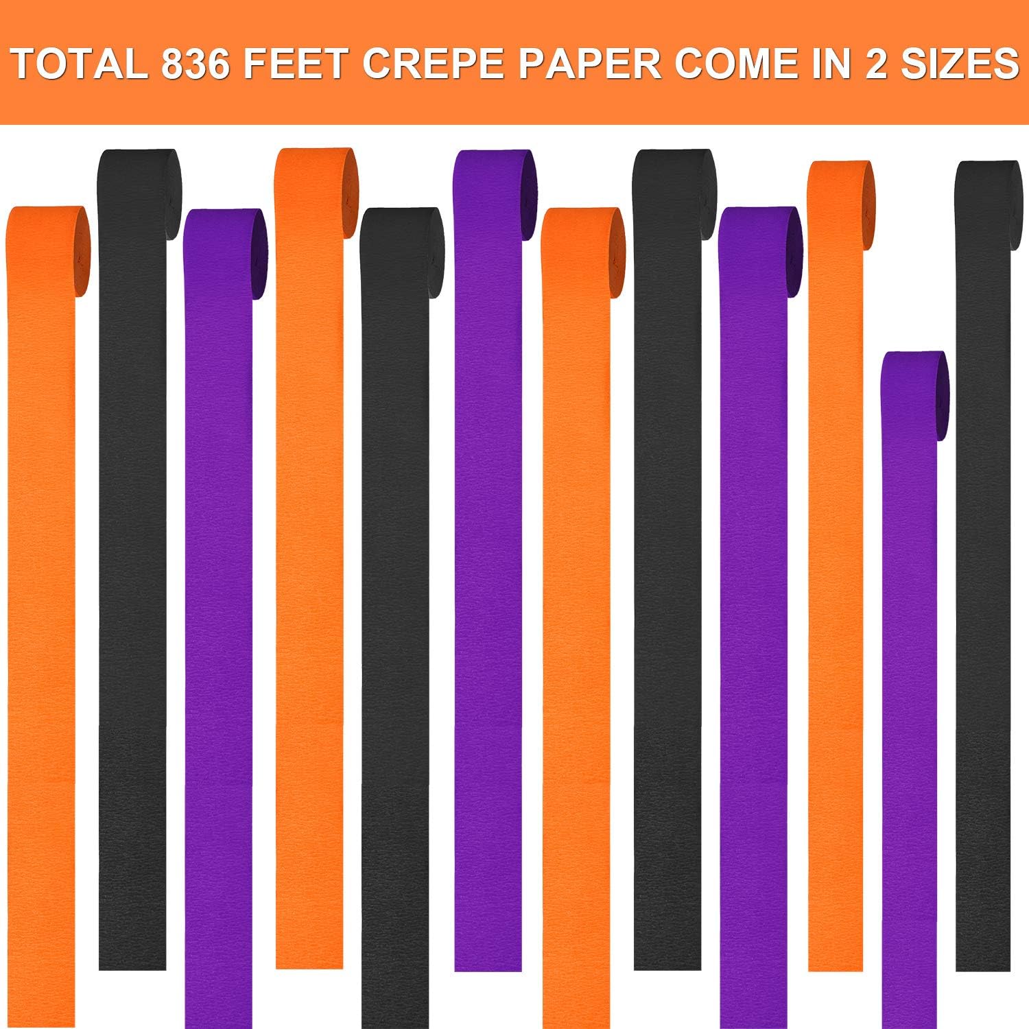 12 Rolls 836 Feet Halloween Crepe Paper Streamers